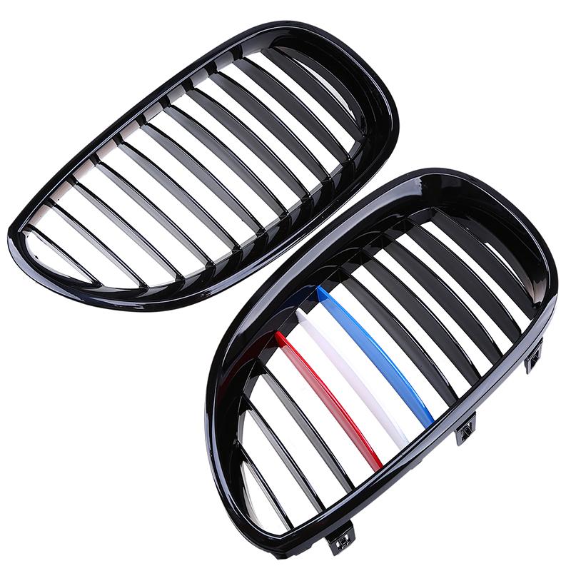 2Pcs Car Front Bumper Center Hood Kidney Grille Racing Grill for BMW 5-Series E60/E61 M5 2004 2005 2006 2007 2008 2009 2010 2011