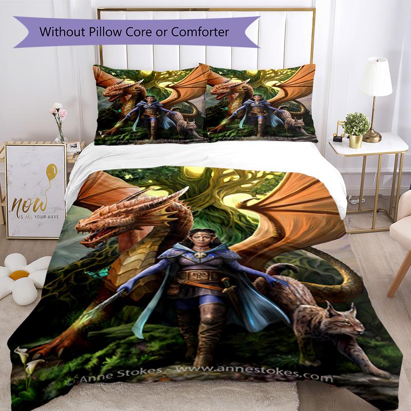 Set Biancheria da Letto Stile Gotico Traspirante Copripiumino con Federe Biancheria da Letto Decorativa per Camera da Letto Decorazione Casa Regalo di Compleanno