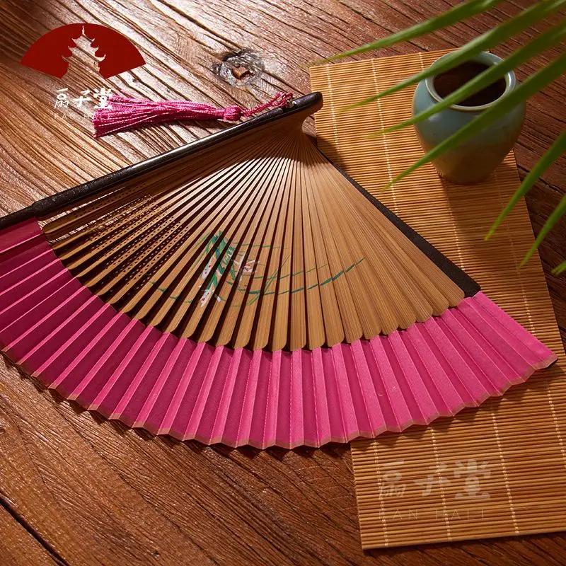 Китайский стиль ручная роспись шелк портативный веер танцевальный веер летний тушевый складной веер древний стиль полый