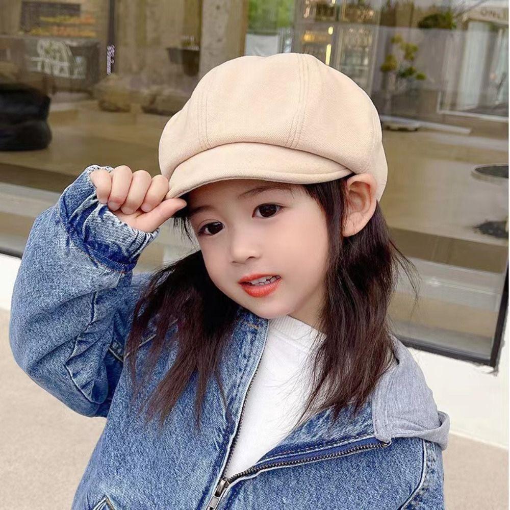 Y2K Kids Berets Cap Flat Children Newsboy Cap Soft Octagonal Hat  Boys