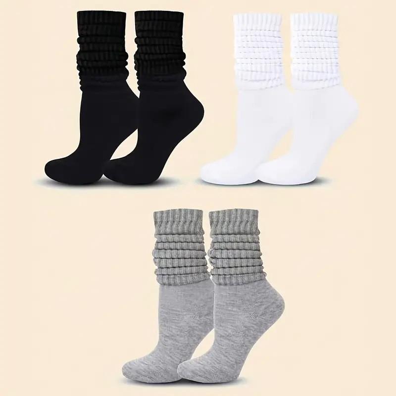 Xiaomi 6 Pairs Knee High Socks Solid Color Stackable Loose Cuff Over The Knee Socks Breathable Casual Fashion Versatile