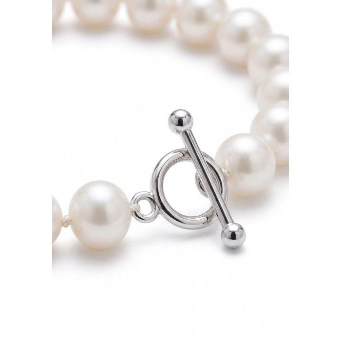 Bracelet - Pearls &amp; Colors - Véritable Perle de Culture d'Eau Douce 9-10 mm - Argent 925 - Fermoir Baton - 18 cm