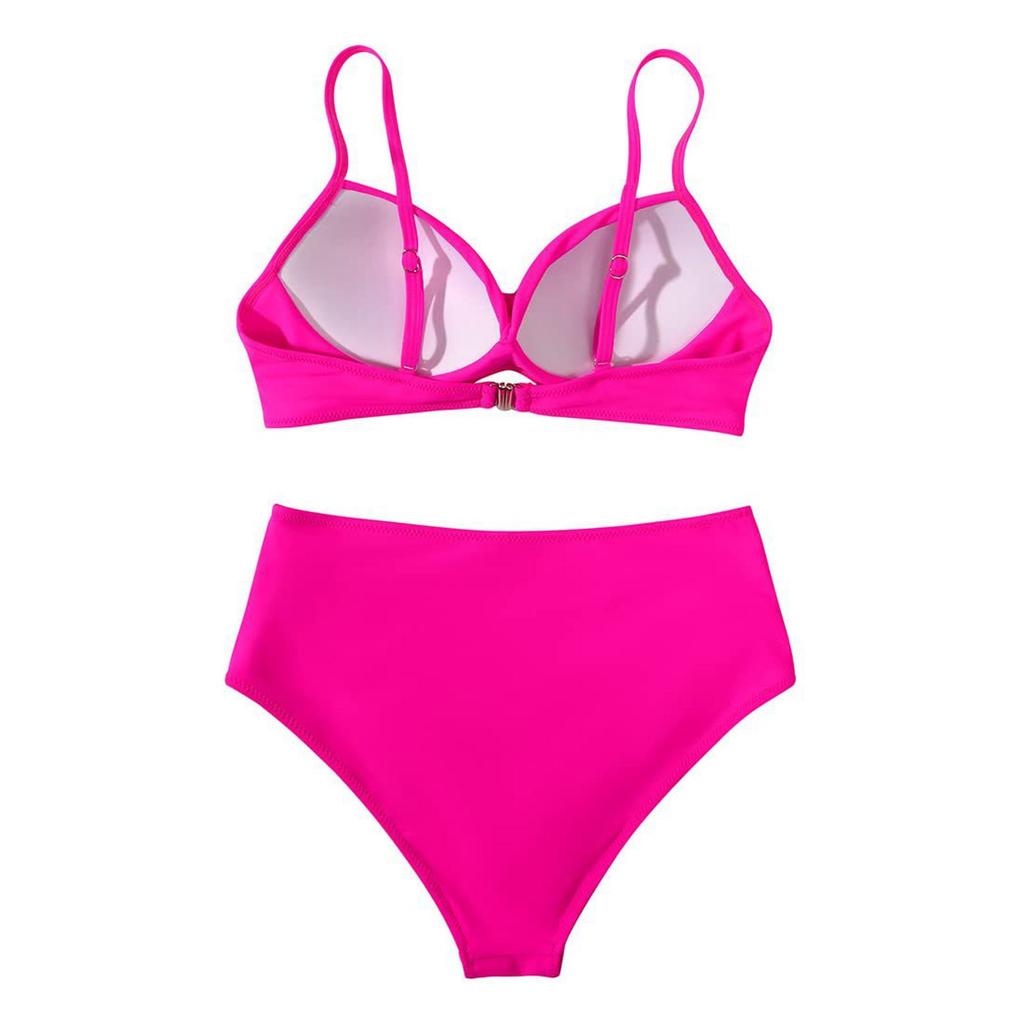 Costume da bagno bikini push up da donna costumi da bagno solidi sexy costume da bagno floreale femminile costumi da bagno increspati XL bikini a vita alta donna