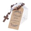 Wooden Crosses Beads Rosaries Bracelets Set For Baptisms Gift With Hollowout Paper Box Thank You Card Organza Pouches