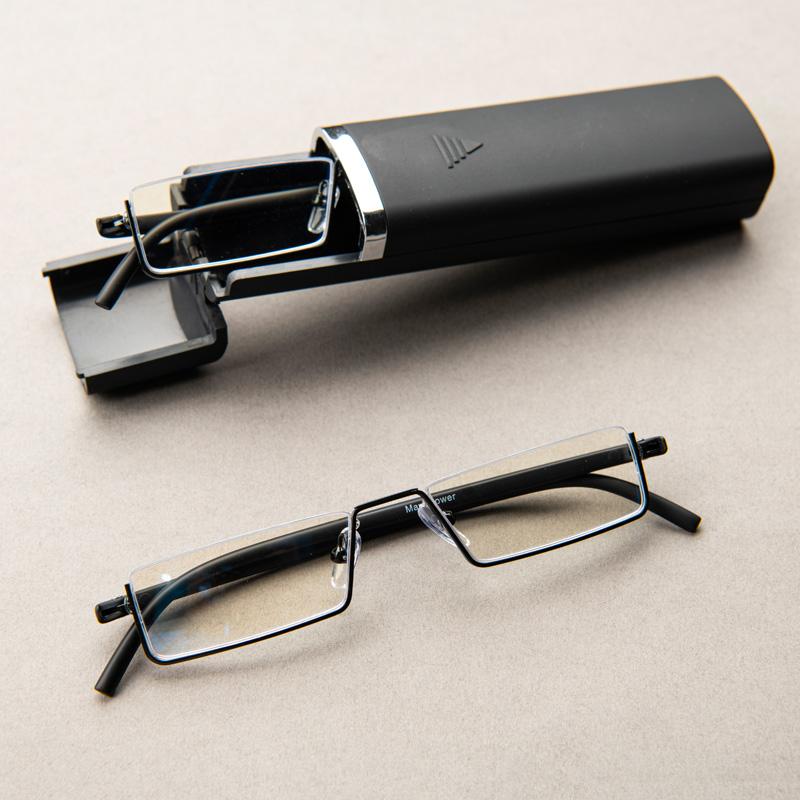 Blue Light Blocking Reading Glasses For Men Metal Frame Readers Magnifier Presbyopia Lens Eyewear With Case +1.25+1.75+2.25