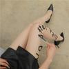 Gothic Punk Letter Printed Tights Ultra Thin Transparent Silk Medias De Mujer Fake Tattoos Pantyhose Pole Dance Clubwear