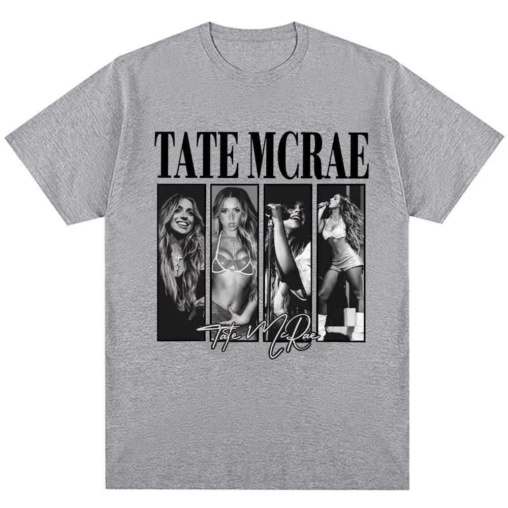 Singer Tate McRae Printing Cotton T Shirts SO CLOSE TO WHAT Album T-shirt Loose Casual Vintage Tops Sports Streetwear Unisex