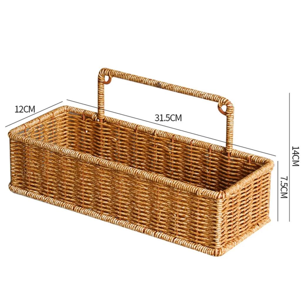 Weaving Wall Hanging Basket Decorative Basket Container No Perforating Fruit Sundries Organizer for Living Room