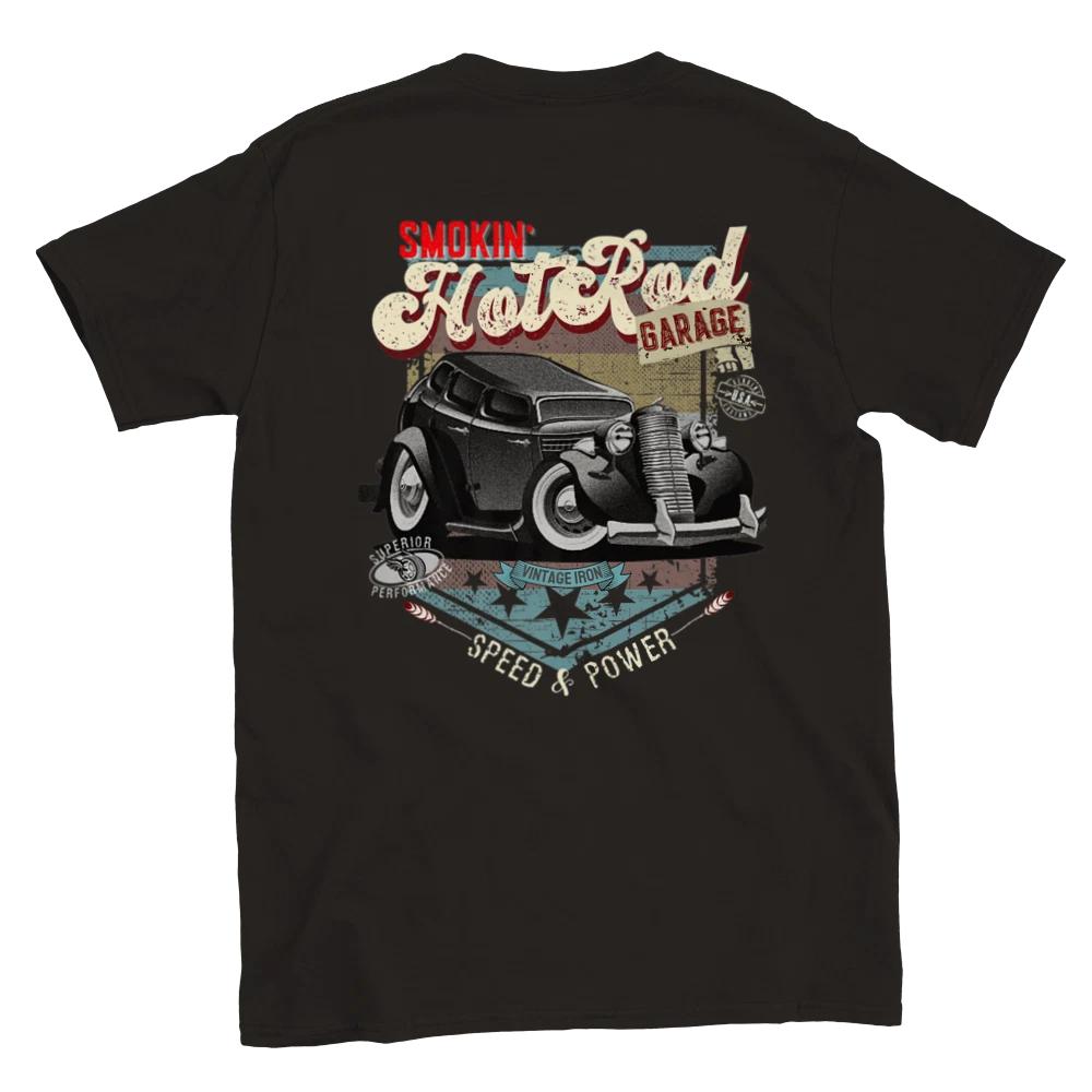 Smokin Hot Rod Garage - Back Print - Classic Unisex Crewneck T-shirt L