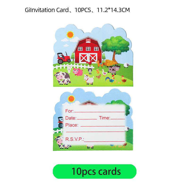 Farm Cartoon Animals Birthday Decoration Party Supplies Tableware Balloons Cup Plates Set Backdrop Banner Birthday Cake Deco Kit