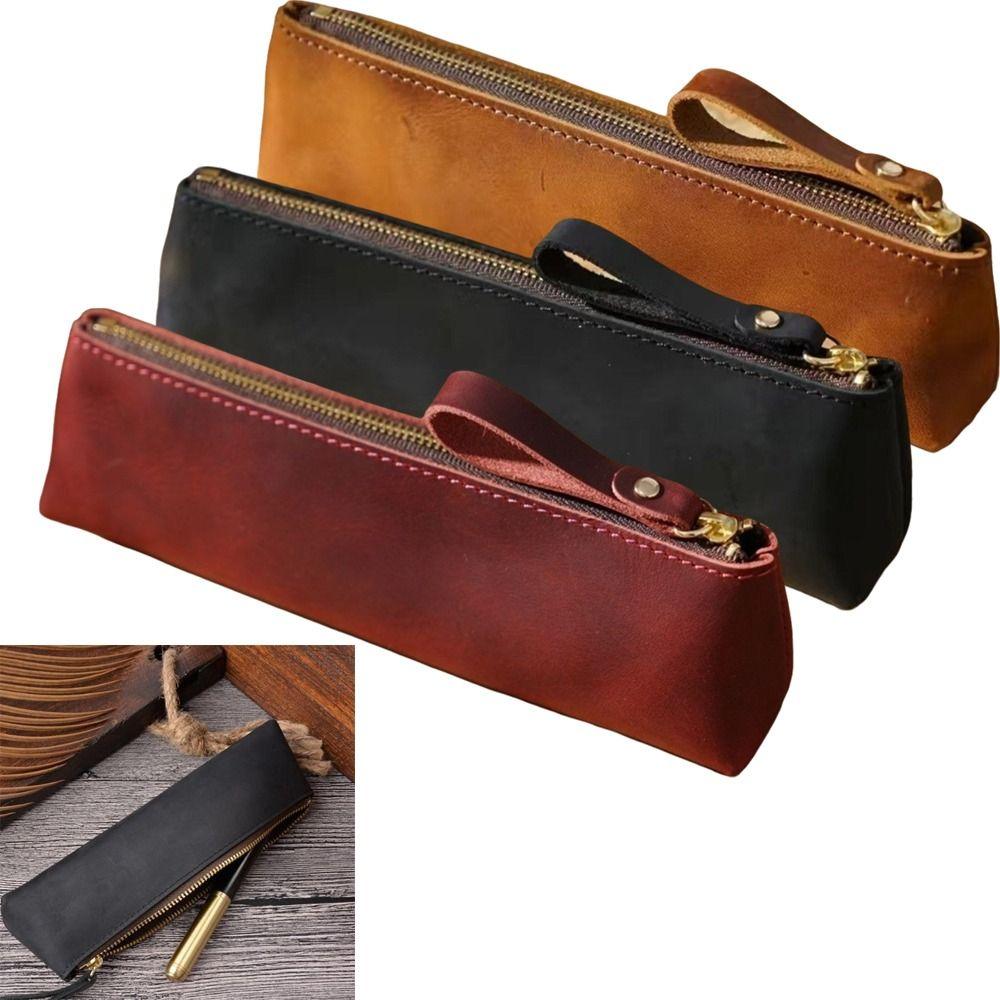 PU Leather Makeup Brush Storage Bag Portable Zipper Closure Pencil Pouch Case Dust-Proof Beauty Pencil Case Travel