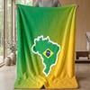 Coperta in Flanella Stampata Calcio Brasile Amica della Pelle Calda Decorativa Plaid per Divano Letto Interno Uso Quotidiano