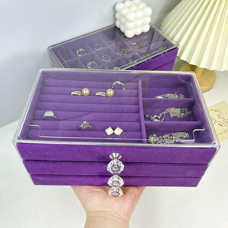Transparent Multi-layer Jewelry Storage Box with Large Capacity for Rings, Earrings, and Necklaces