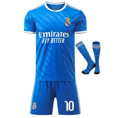 Real Madrid Mbappe Kinder Sportausrüstung Fußballtrikot-Set, Blau