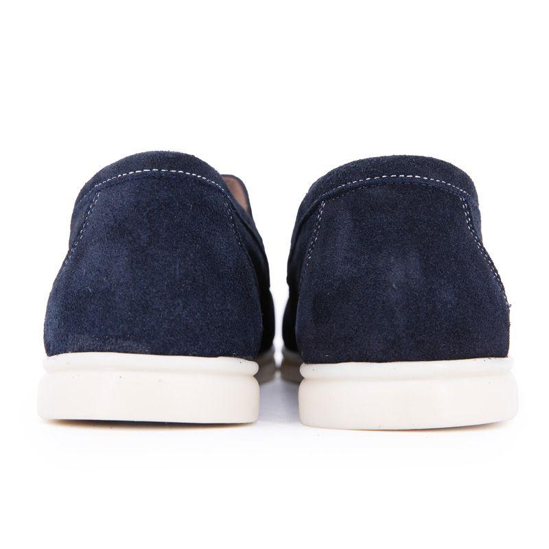 Mocassins cuir daim semelle blanche avec surpiqure blanche Homme PIERRE CARDIN