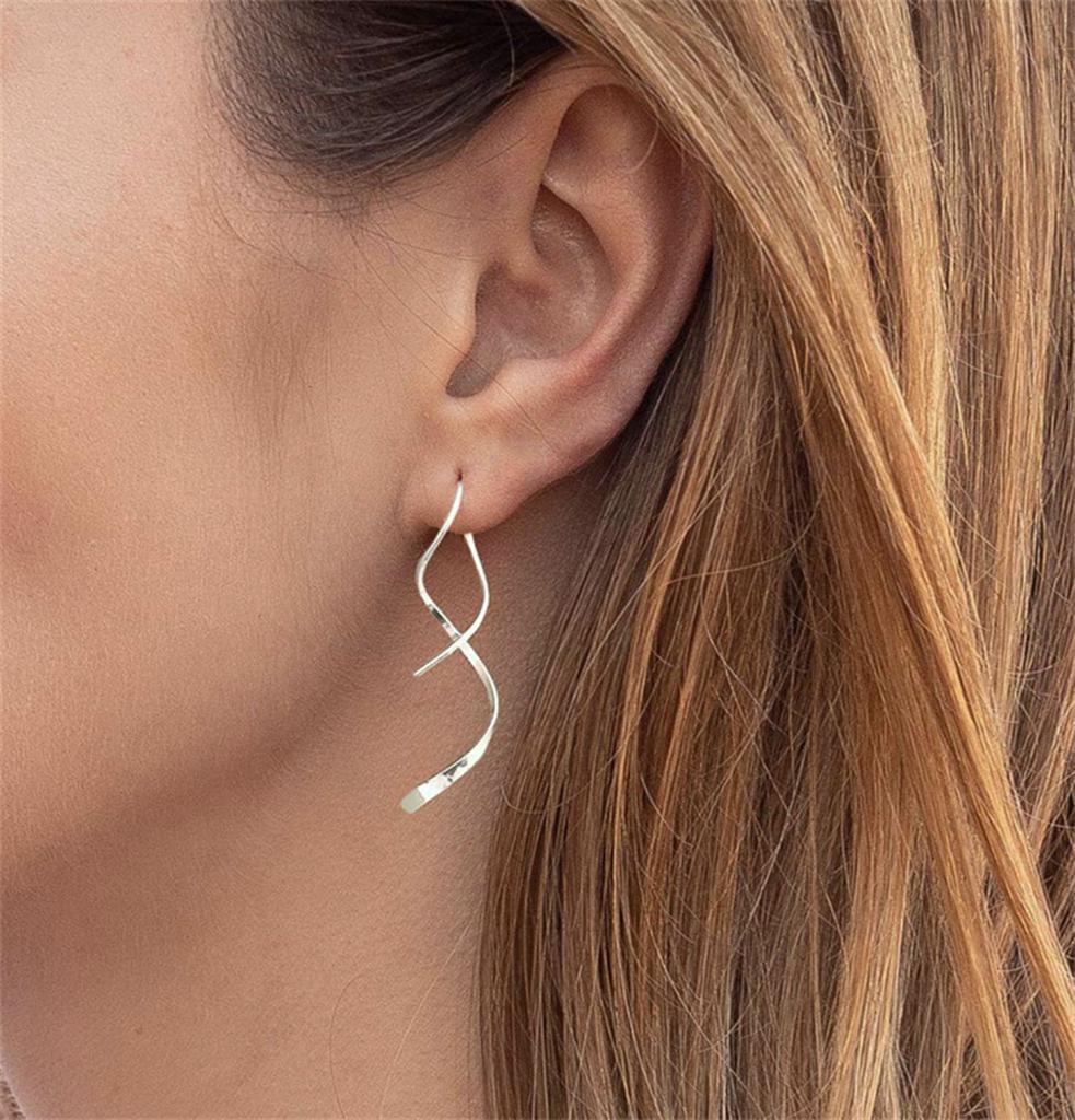 Spiral Ear Line Spiral Earrings Stainless Steel Spiral Line Earring for Women