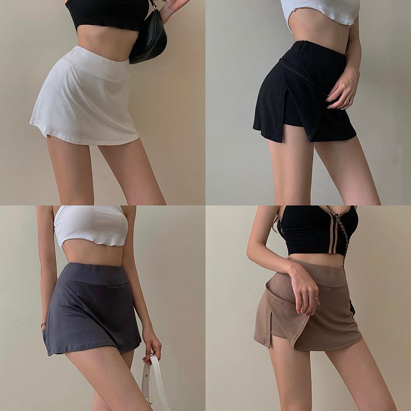 

High Waist Anti-Exposure Slimming Culottes Skirt - Women s Casual Summer Midi Small білий