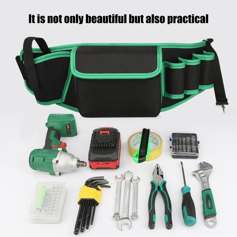 Heavy Duty Oxford Fabric Utility Belt Bag with Multiple Compartments Portable Tool Storage Bag for Tool and Accessories