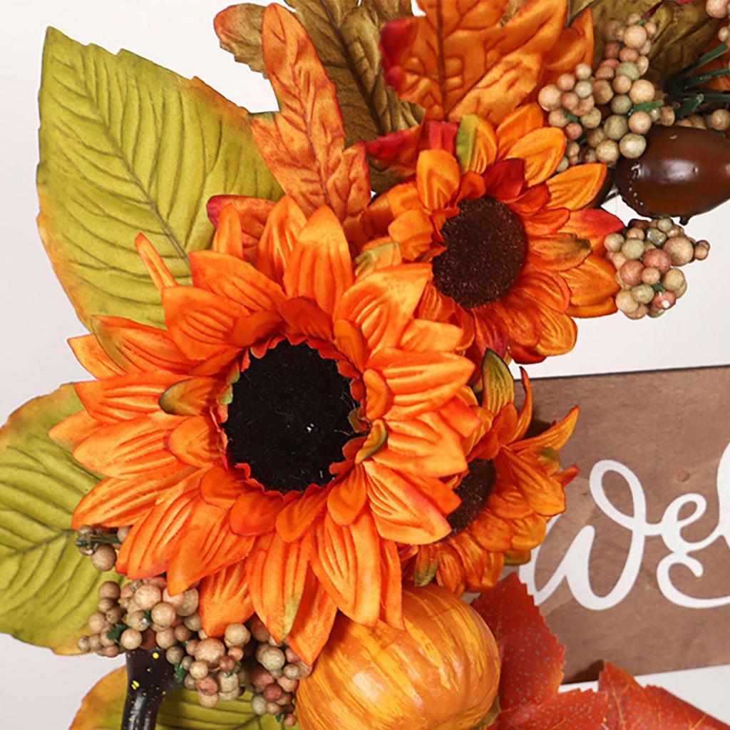 Fall Wreath Sunflower Pumpkin Maple Thanksgiving Decor Artificial Holiday Wreath For Harvest Festival Office Apartment Coffee