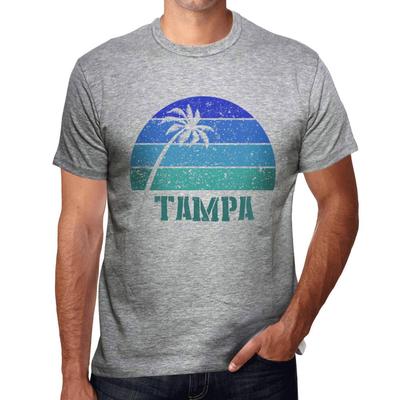Camiseta masculina vintage camiseta gráfica tampa pôr do sol cinza mesclado