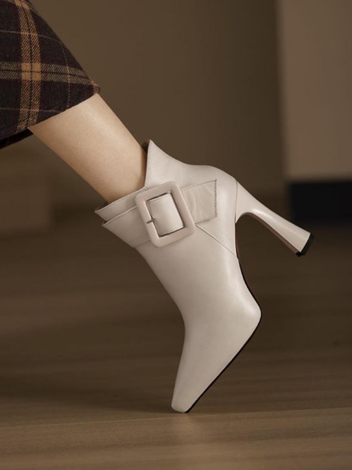 

Мода 2024 года, горячая распродажа, женская обувь, ботильоны, женские сапоги, элегантные современные сапоги, женские однотонные туфли с пряжкой-молнией, с острым носком, на высоком каблуке 43 белый