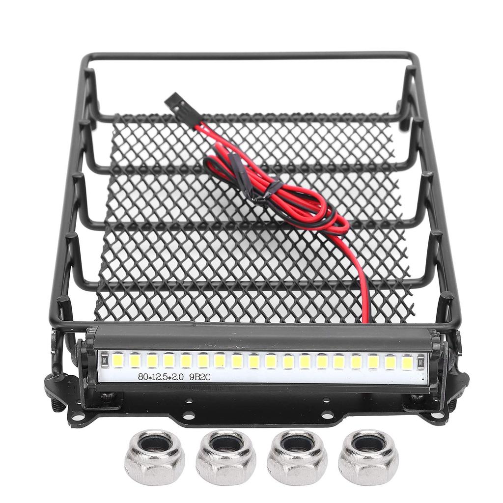 Metalowy Bagażnik Dachowy z LED do Samochodów RC, Solidna Konstrukcja, Oszczędność Miejsca, Łatwy Montaż dla Modeli Samochodów RC MN D90 99S