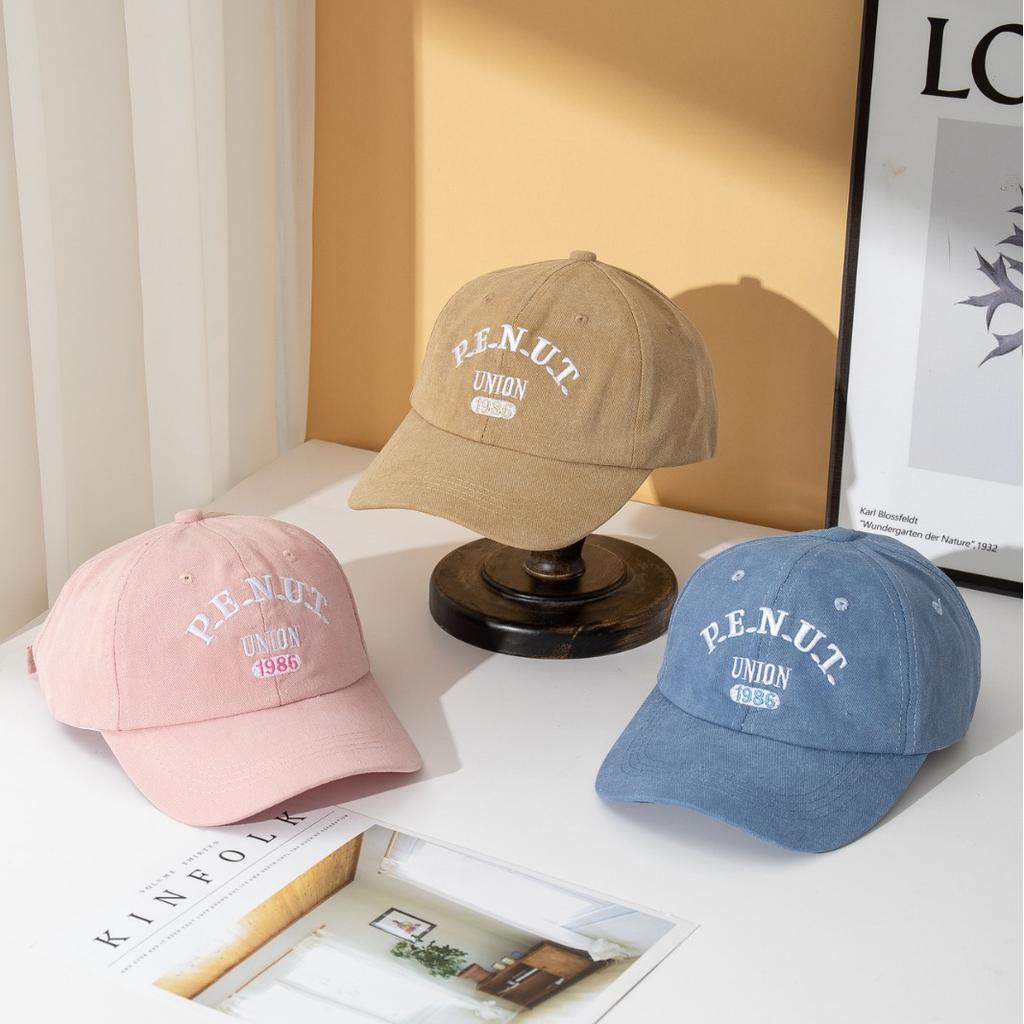 Soft top washed letter three-dimensional embroidery men's color matching baseball cap tide outdoor breathable sunshade women's cap