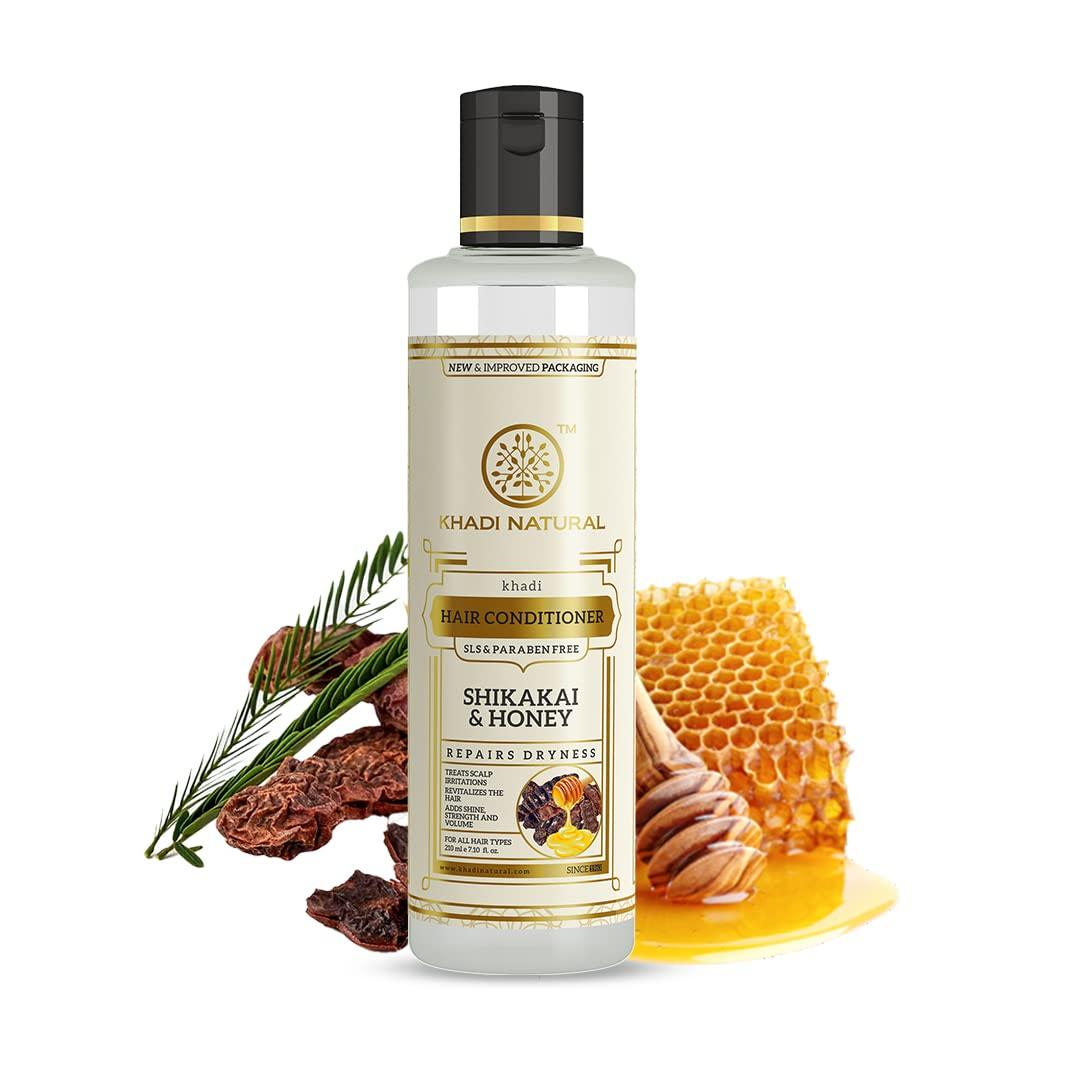 

Khadi Natural Shikakai And Honey Herbal Hair Conditioner 210 ml For Dry Damaged Hair Nourishing Shine Care