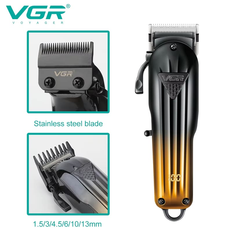 VGR V-644 Three-piece Haircut Combination Electric Shaver Professional Men's Hair Clipper Carved Electric Hair Trimming with Digital Display