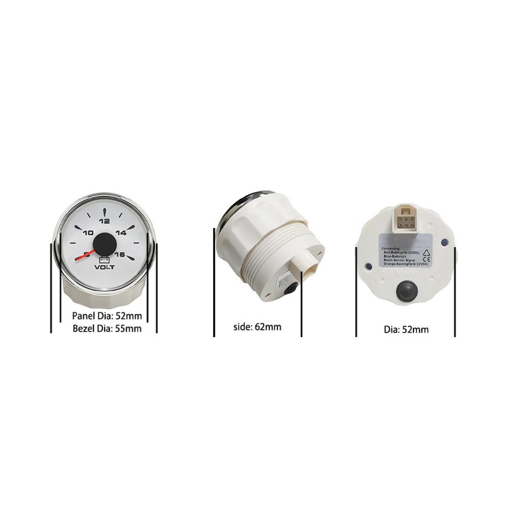 Boat Truck Universal 52mm 8-16V 18-32V Voltmeter Voltage Volt Gauge with 8 Colors Backlight for Motorcycle Vehicle Car