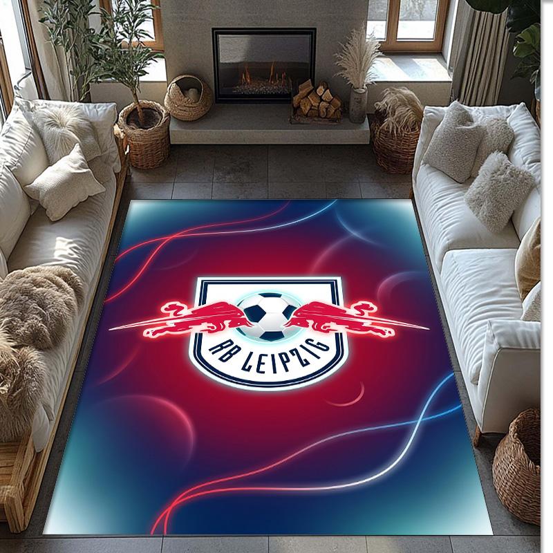 RB Leipzig Football Print Crystal Velvet Rug, Comfortable Water Absorbent Non Slip Indoor Floor Carpet
