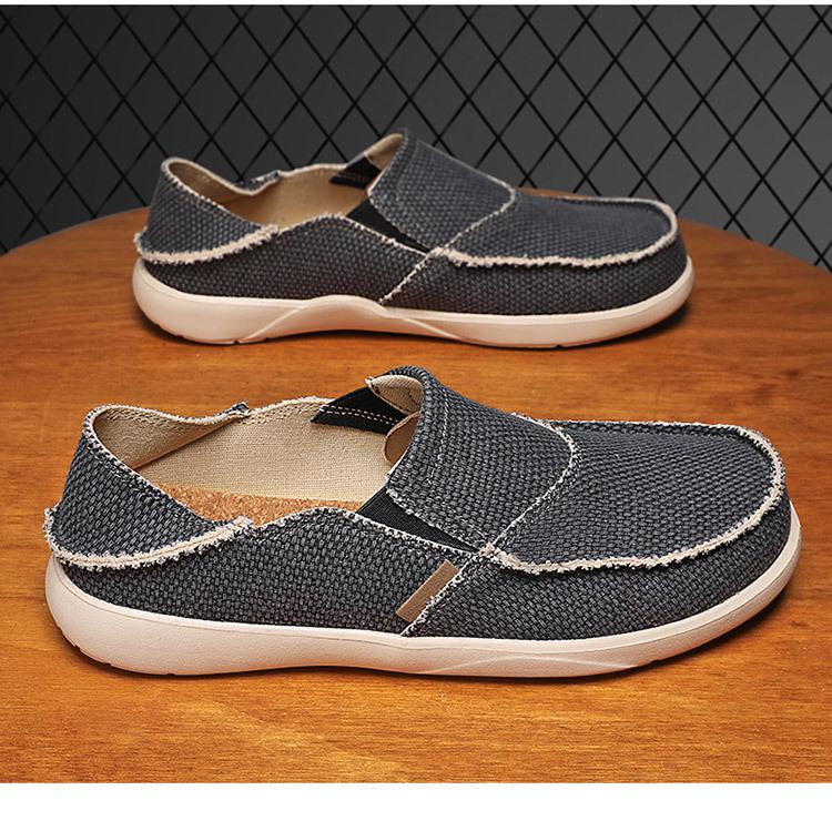 Men's Casual Lightweight Breathable Slip-On Canvas Loafers with Elastic Band