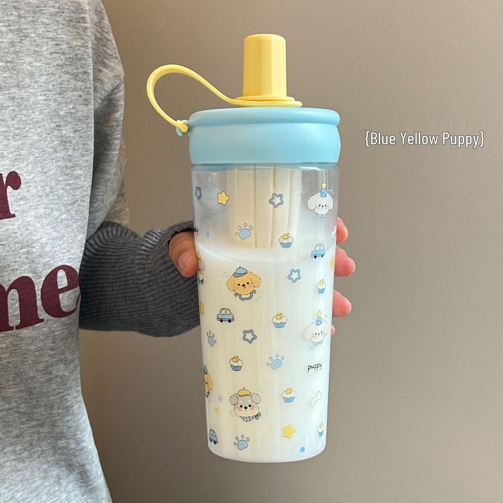 Přenosný kelímek se slámkou s velkým objemem pro dívky - Květinový design