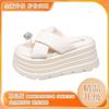 French beautiful platform slippers women's summer wear small 8cm height increase muffin rhinestone cover toes with skirt sandals
