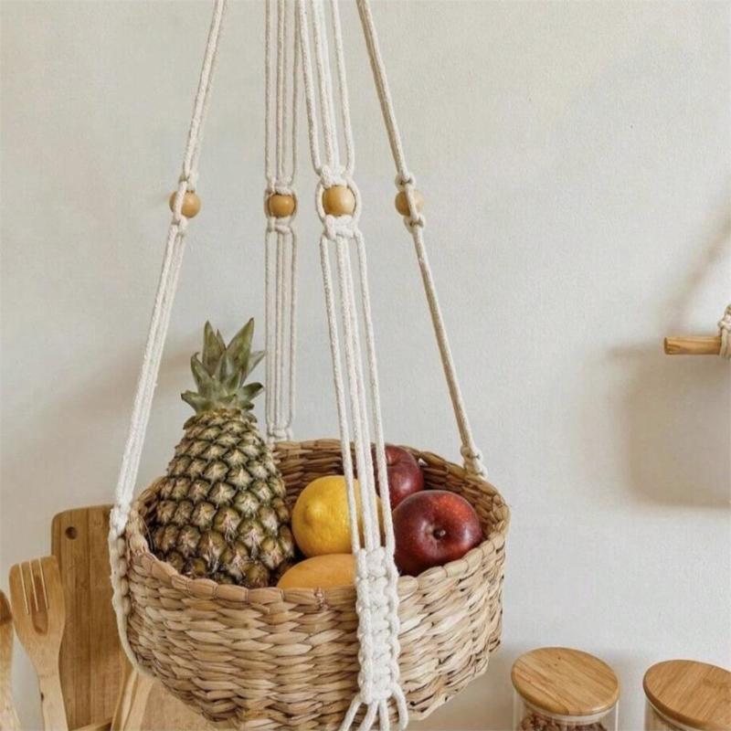 Multipurpose Woven Tassels Hanging Net Nordic Cotton Rope Macrames Plant Hanger for Flower Pot Holder and Home Wall Decors