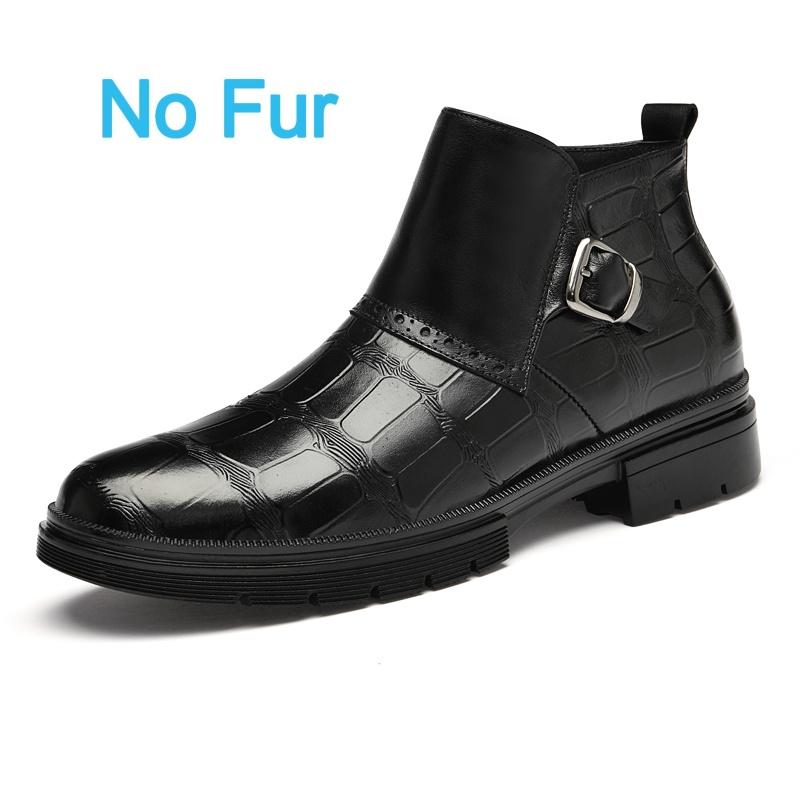 Fashion Causal Business Formal Shoes Men Chelsea Genuine Leather Ankle Boots Fashion Crocodile Leather Round Toe Antiskid Designer Boots