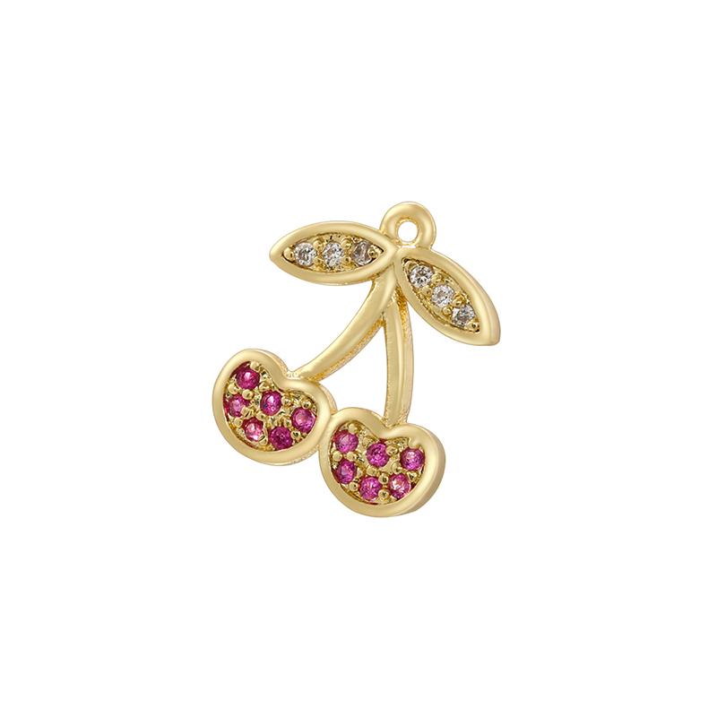 ZHUKOU Fruit Party Gold Plated Inlaid Zirconia Sweet And Cute Fruit Metal Pendant For DIY Jewellery Accessories 1 Pcs