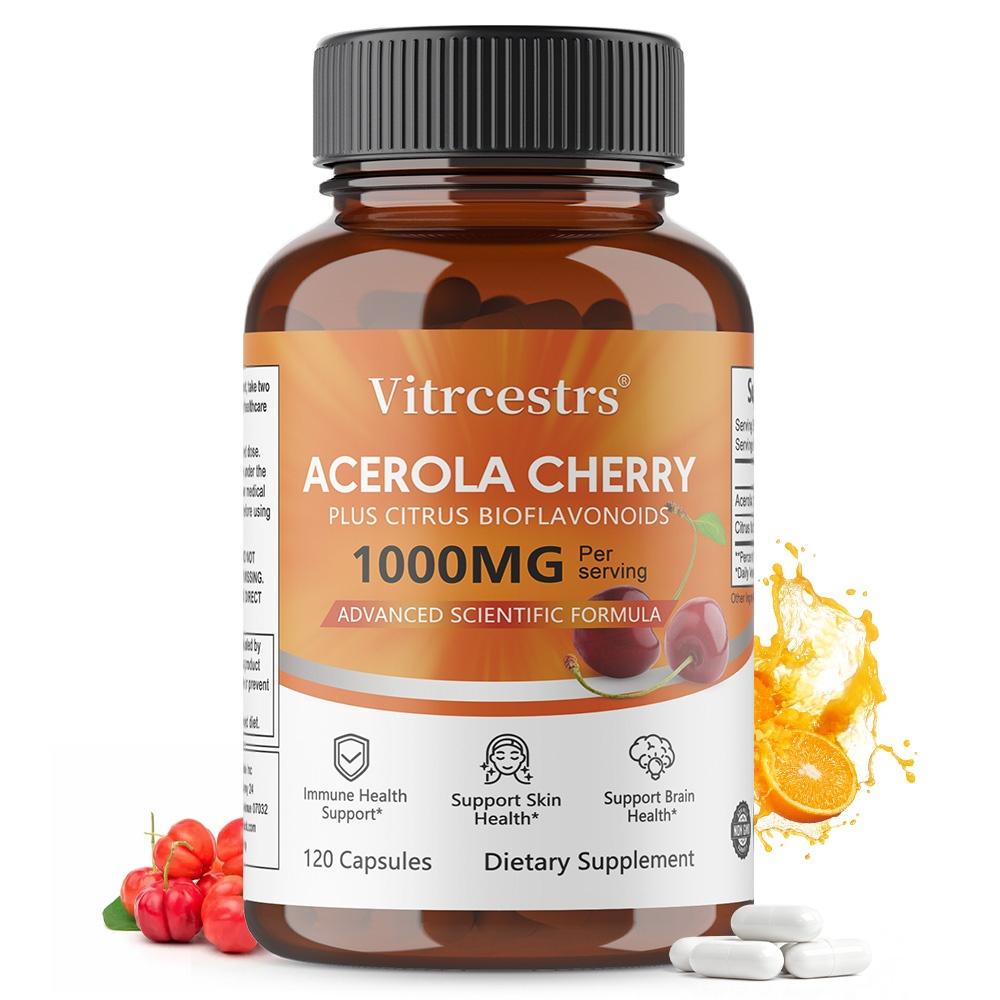 Vitrcestrs Acerola Cherry 1000mg Capsules with Citrus Bioflavonoids,120 Capsules