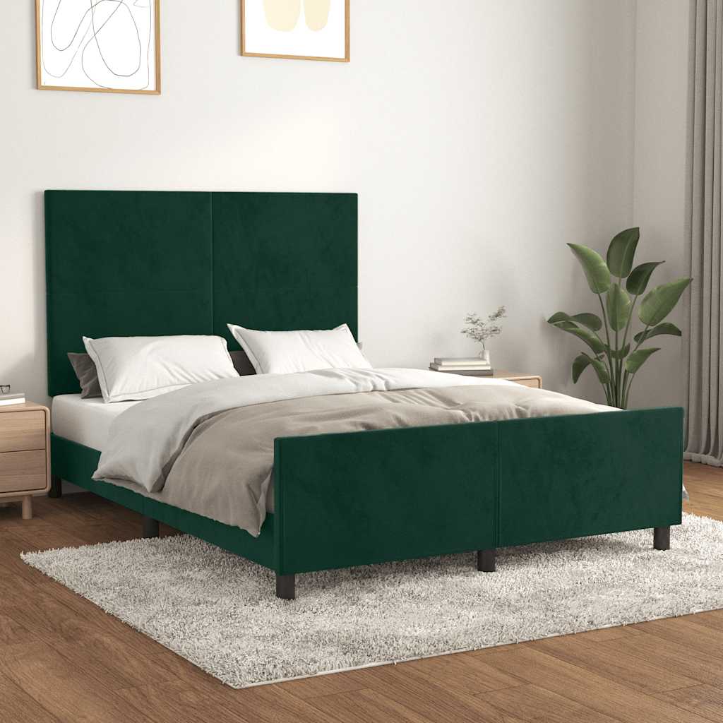 Bed Frame without Mattress Dark Green 140 x 190 cm Velvet