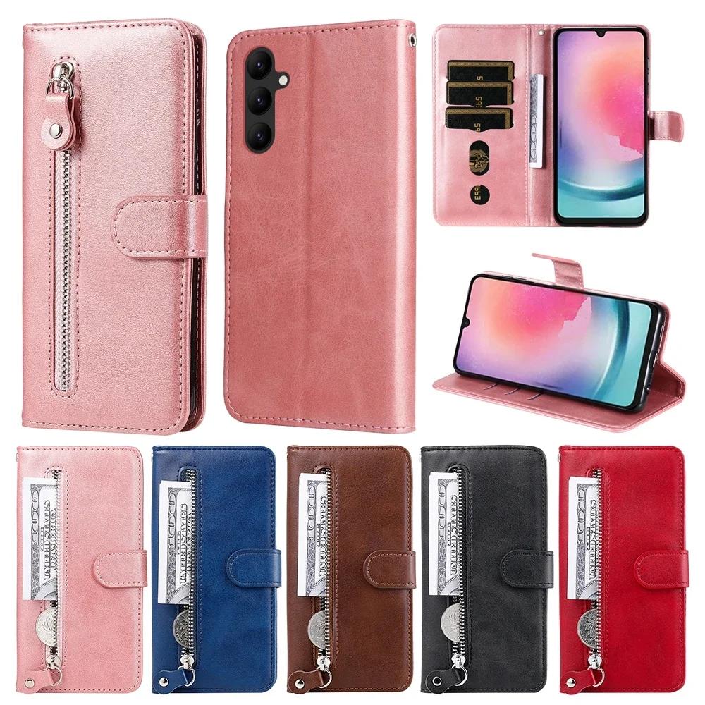 Leather Zipper Flip Wallet Case For Samsung Galaxy A04S A04 A13 A14 A23 A24 A32 A33 A34 A53 A54 A73 M13 M14 M23 M33 M54 S23 S22