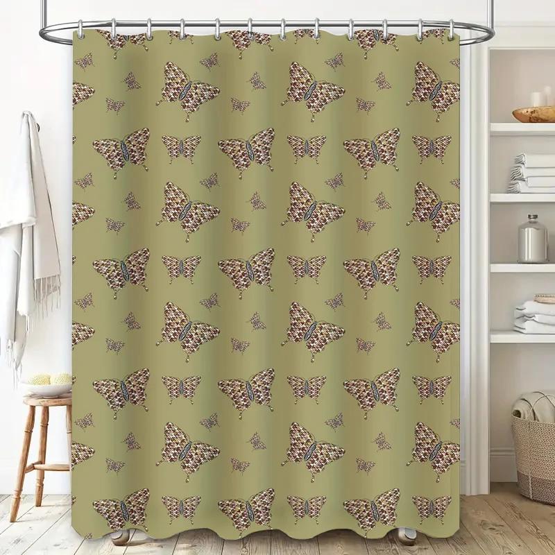 Delightful Butterfly Pattern Shower Curtain Decorate Your Bathroom in Style with this Vibrant Unique Design W90xH180cm
