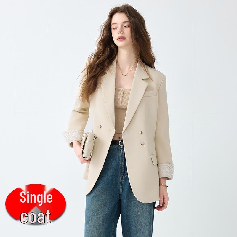 Women's Gray Suit Jacket - Autumn/Winter 2025 Casual Socialite Style with High Design Sense