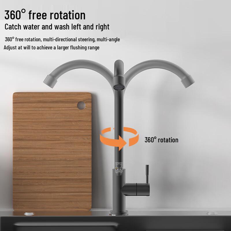 KEGOO Stainless Steel Kitchen Sink High-Arc Faucet