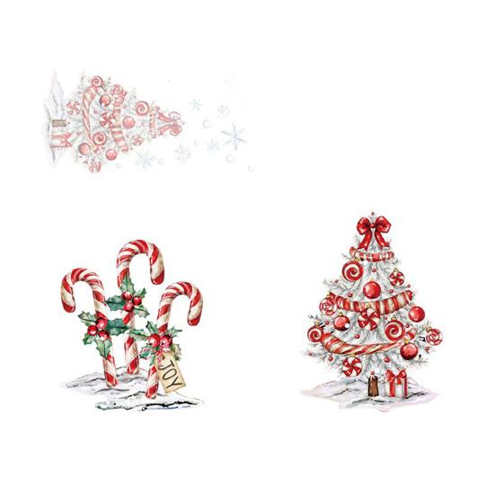 2 Sheets Christmas Tree Window Cling Removable Waterproof Xmas Candy Cane Static Glass Sticker Home Office Room Holiday Party Decoration Decal