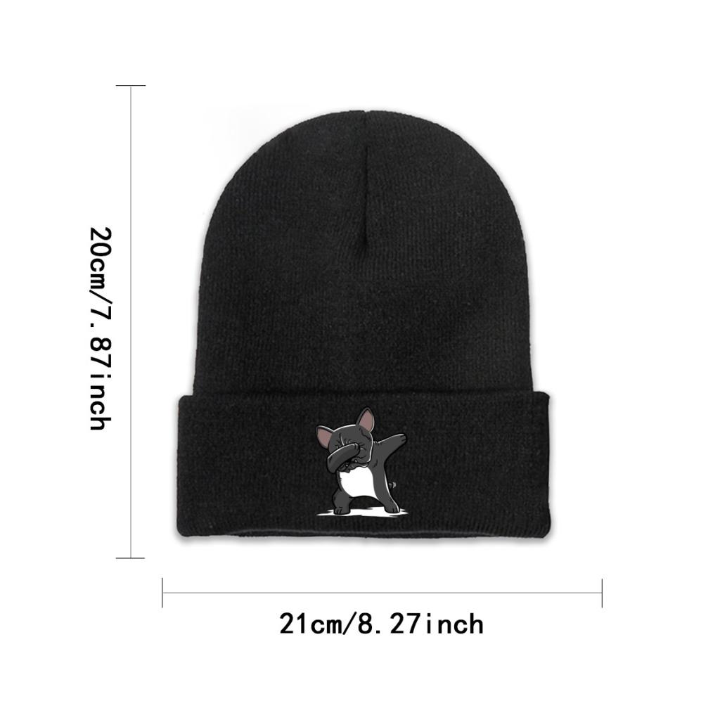 Dabbing Francouzský buldoček Funny Knitted Caps Dámské Unisex čepice podzimní zimní čepice Polyester zateplené čepice