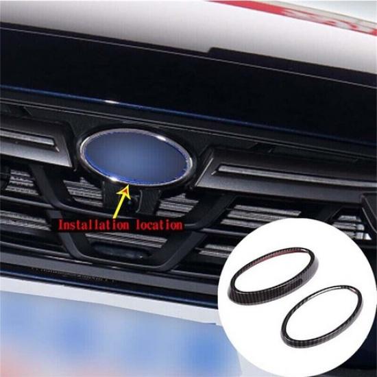 Carbon Fiber For 2022+ Subaru XV Front Rear Car Logo Emblem Badge Ring Cover ABS