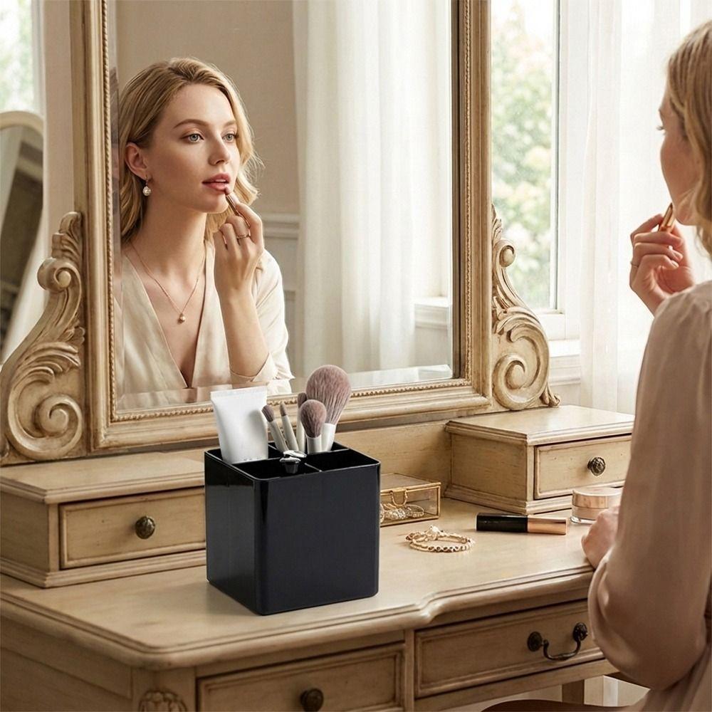 Black Pen Holder Plastic Pen Container Multi-functional Makeup Brush Holder  School Office