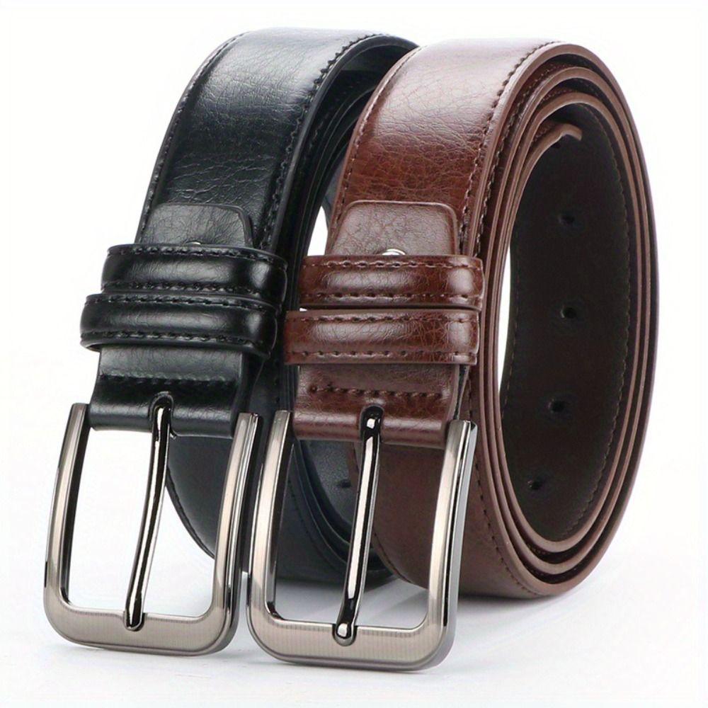 Retro Zinc Zinc Alloy Leather Belt Texture Pin Buckle Belt Luxury Men PU Belt  Elderly People