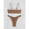 Sexy Front Bow Push Up Bikini Set 2025 Women Metal Strap Hollow Out Bra Pleate Thong Swimsuit Summer Bathing Suit White Swimwear