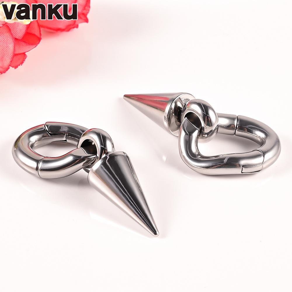 Vanku 2pcs 6mm New Stainless Steel Magnets Ear Weight Piercing Earring Hanger Gauges Body Jewelry Expanders Stretchers